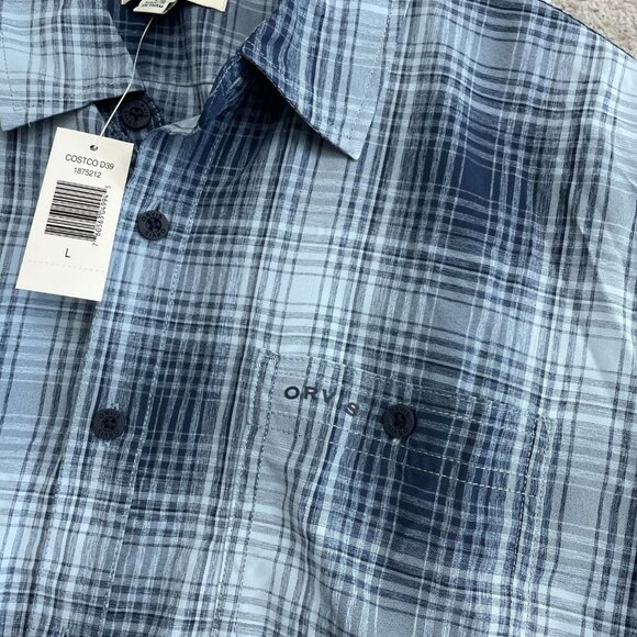 NEW Orvis Men's Size L Plaid Short Sleeve Button Up Shirt Blue Outdoor UPF 30 - Picture 10 of 11
